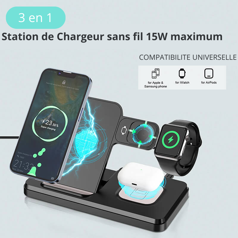 STATION DE CHARGE SANS FIL 3 EN 1